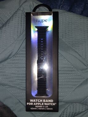 Hype Black Ribbed Silicone Watch Band For Apple Watch Replacement
